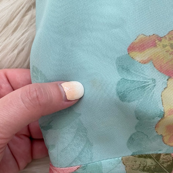 Eliza J Min Blue Pink Floral Sleeveless V-Neck Faux Wrap Front Ruffle Midi Dress - Picture 13 of 13